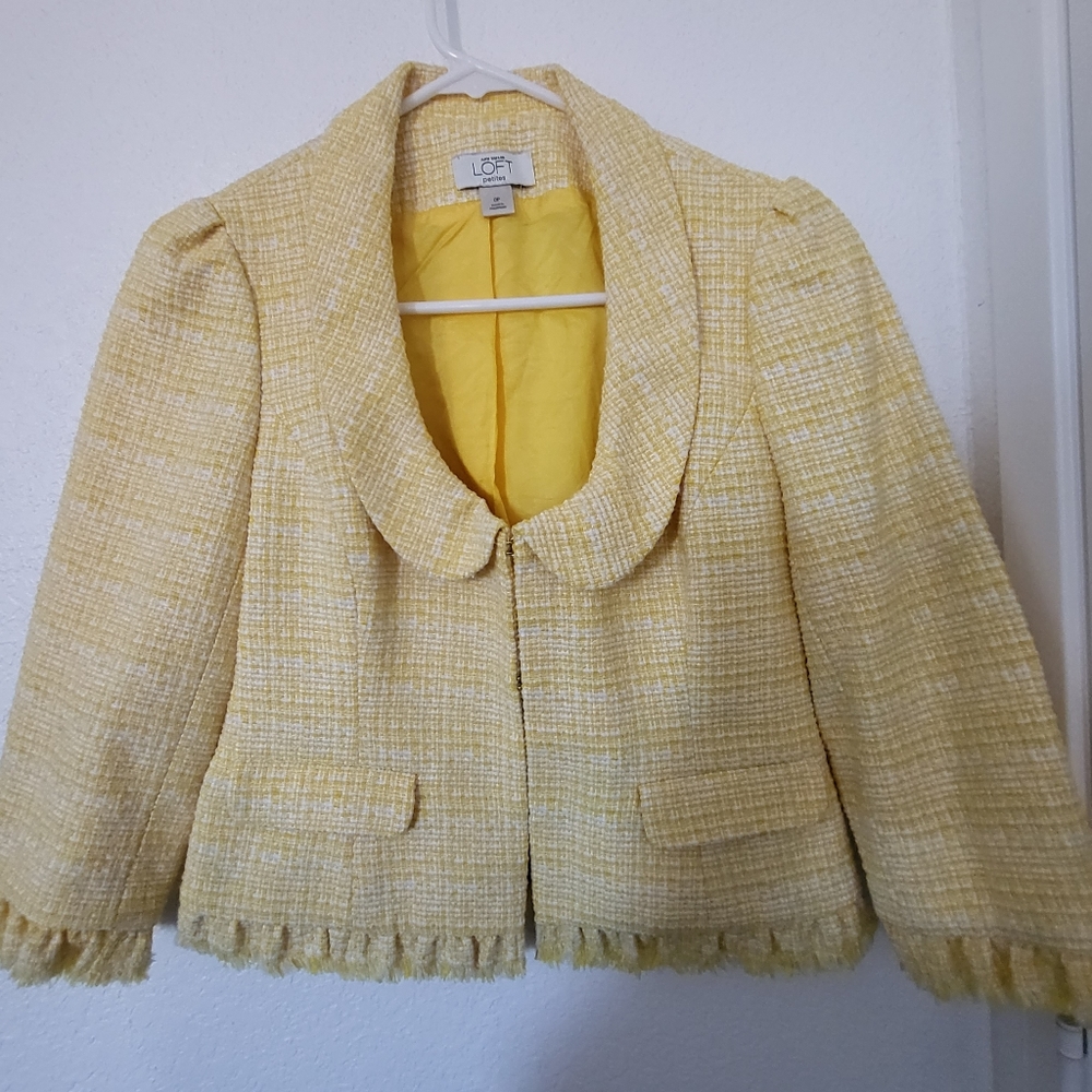 Ann Taylor yellow tweed crop jacket